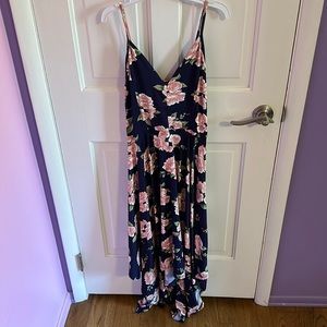 Womens Navy Floral Maxi Dress